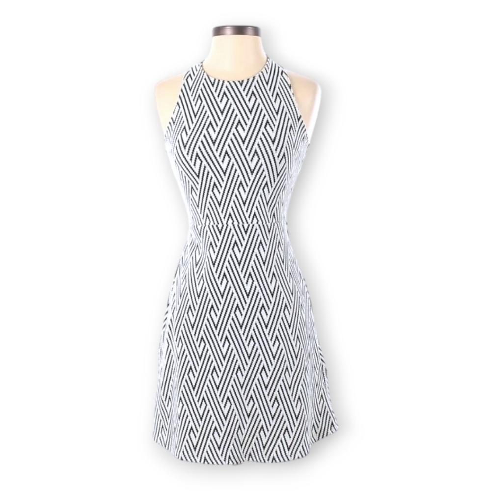 Hollister Black & White Herringbone Tribal Geometric Dress w/Keyhole Back, sz M